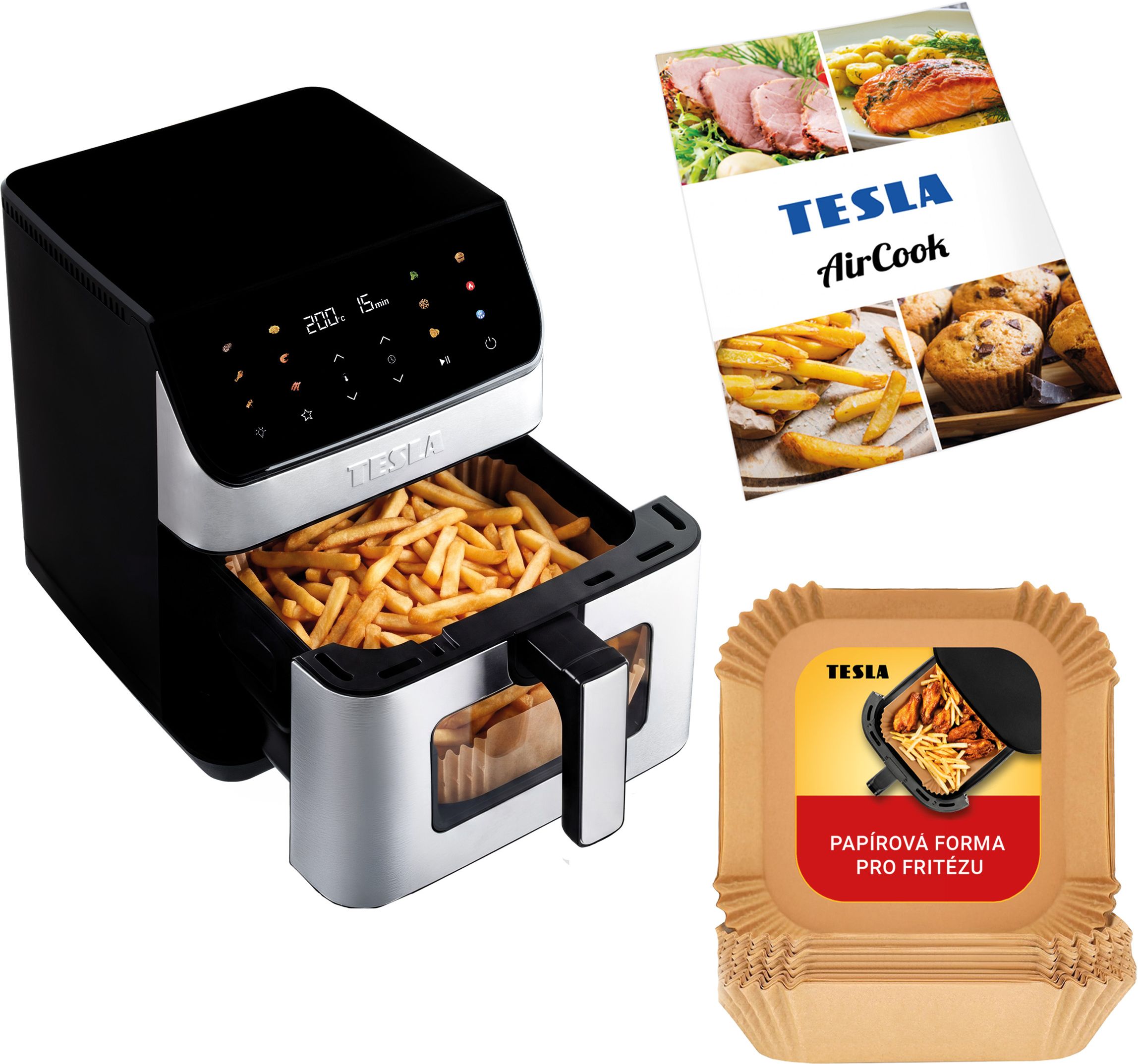 Tesla AirCook DualHeat QD65 XXL - multifunkčná duálna digitálna teplovzdušná fritéza