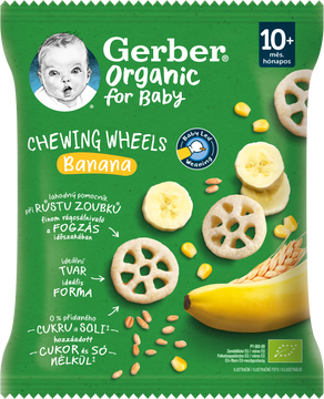 Gerber Organic chewing wheels chrumkavé kolieska s banánom 28 g
